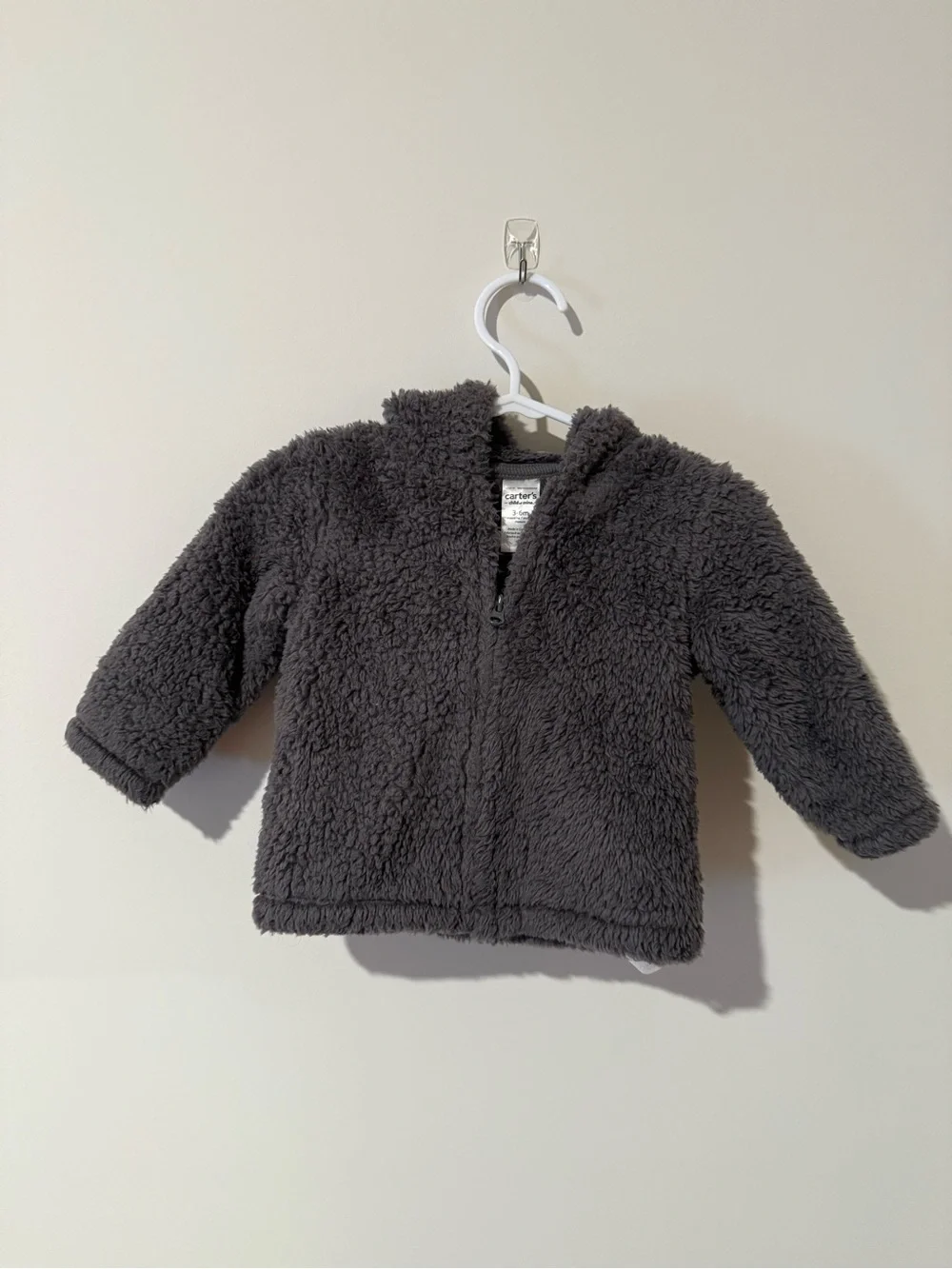 Carter's Plush Hooded Baby Jacket - Charcoal Gray